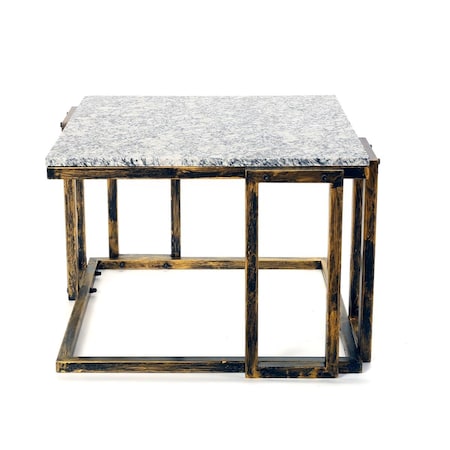 Ore International 145 in Granite Marble Black  Gold Plant Stand L1907